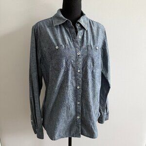 CARHARTT Blue Denim Chambray Cotton Long Sleeve Shirt Large